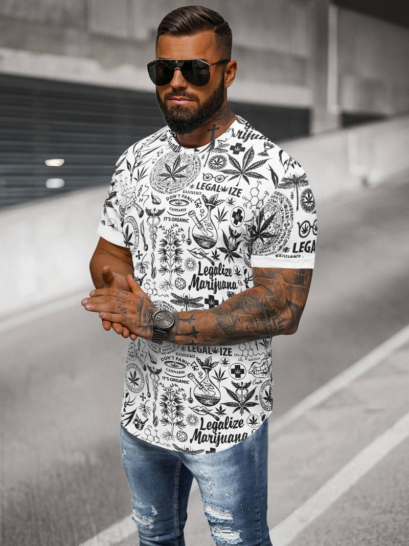 Vīriešu t-krekls balts OZONEE O/P1347