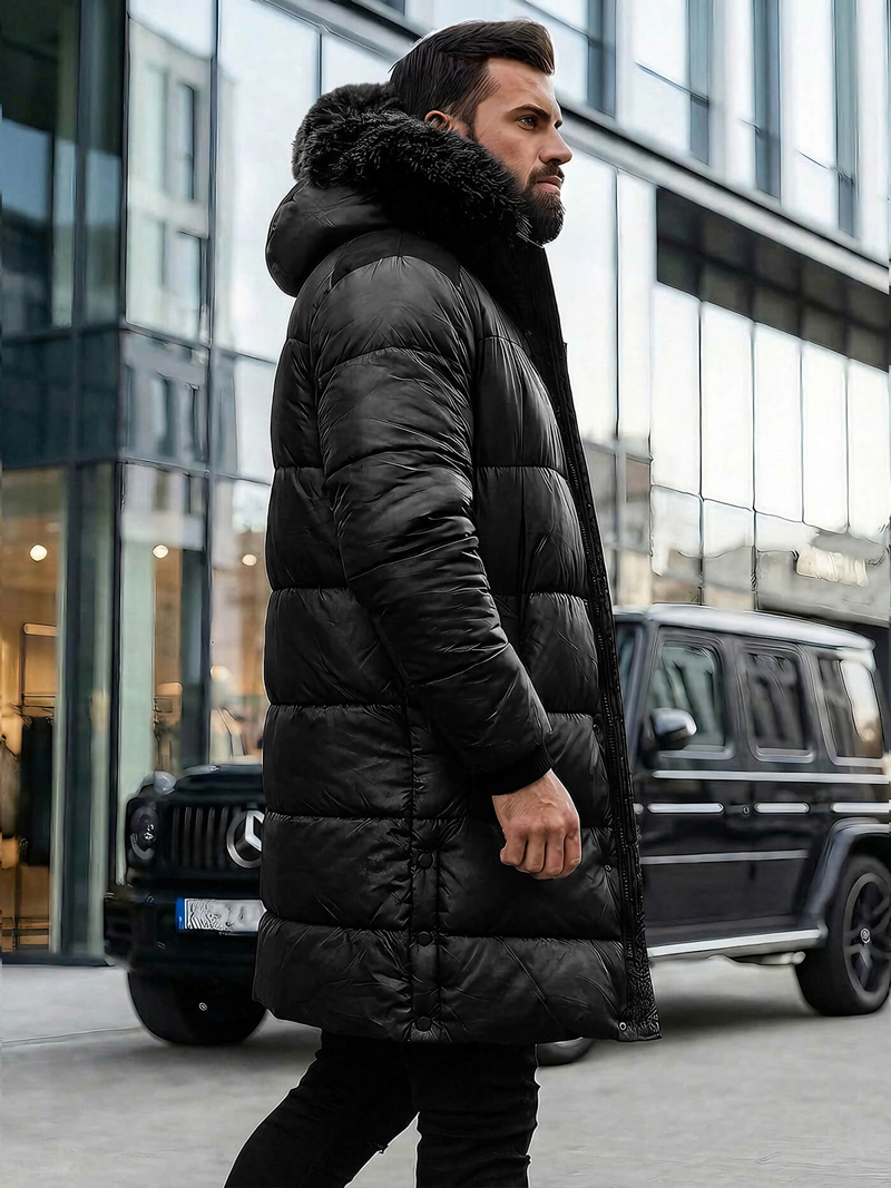 Vīriešu ziemas virsjaka melna OZONEE O/M800Z