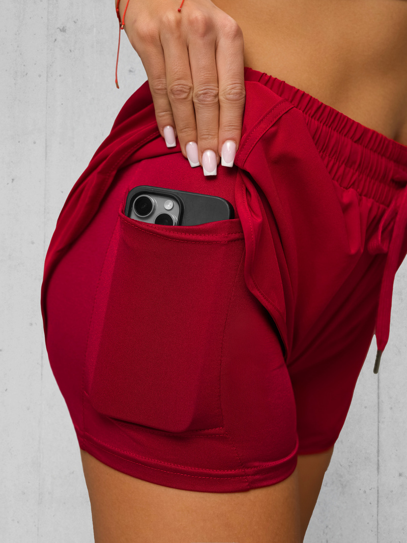 Sieviešu sporta šorti tumši sarkanas OZONEE JS/XY24015S