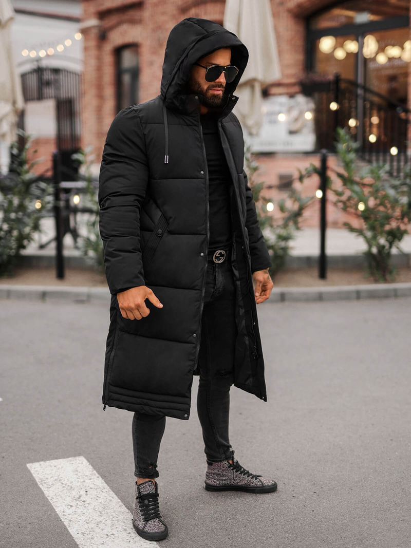 Vīriešu ziemas virsjaka melna OZONEE JS/19M1290/392