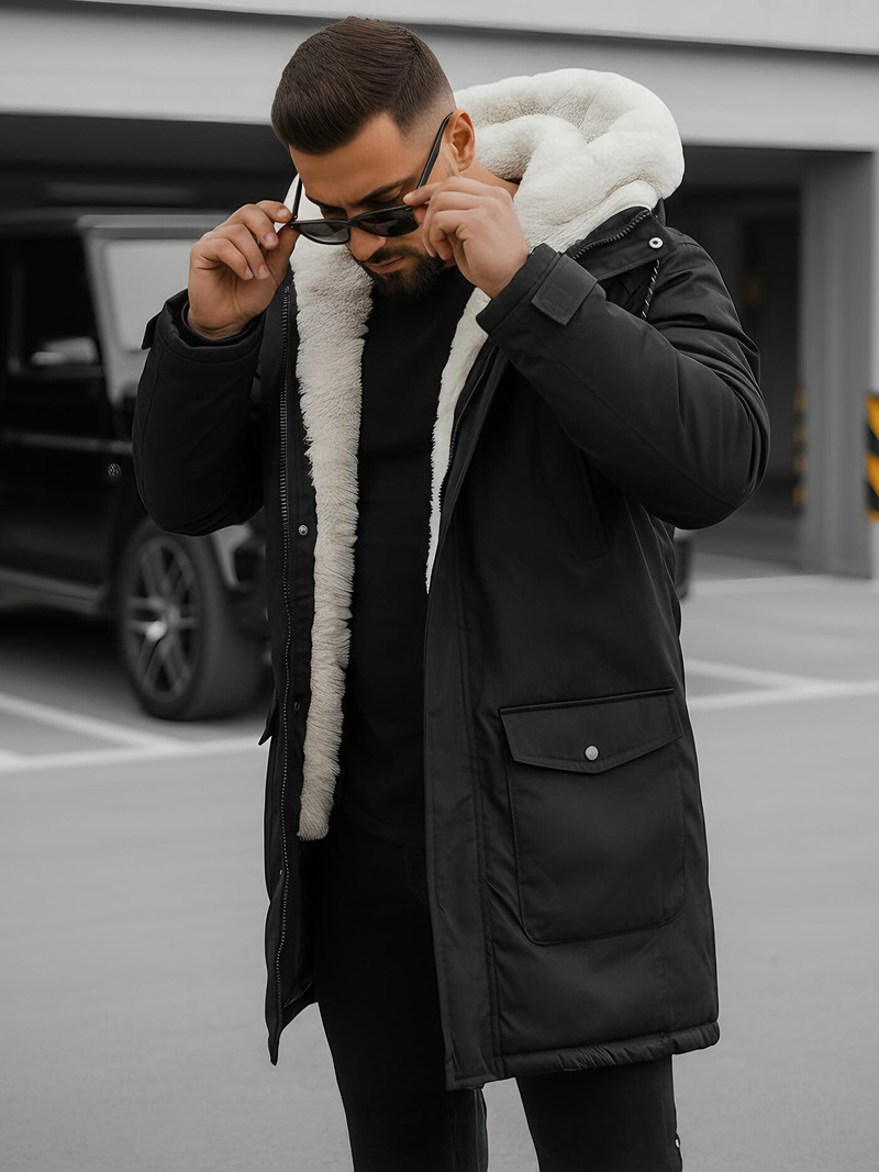 Vīriešu parka melna OZONEE JS/5M120/392Z