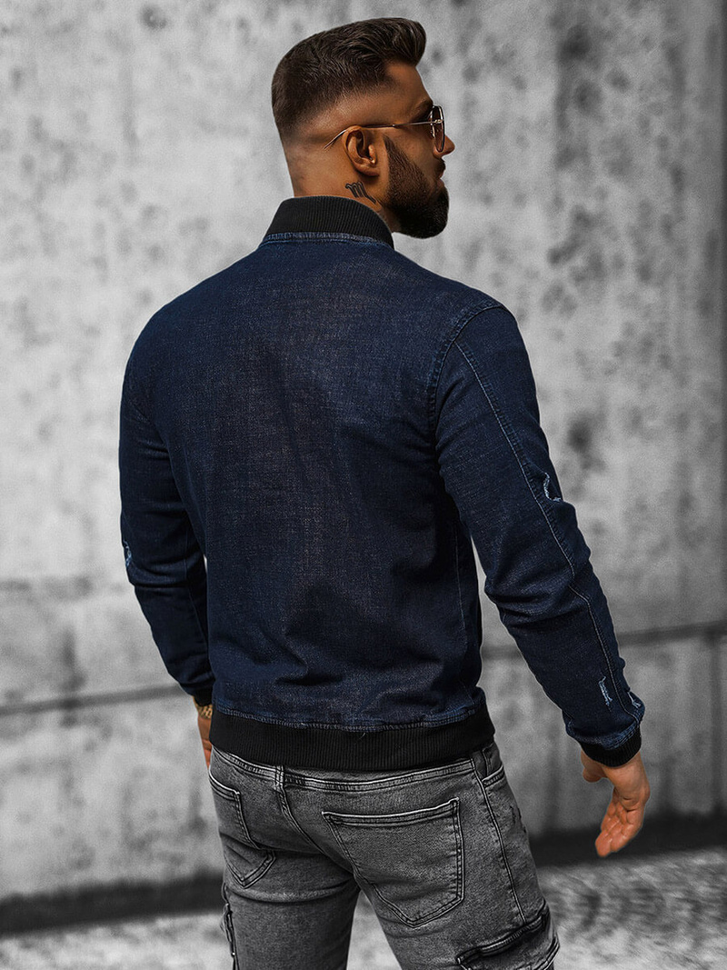 Vīriešu džinsu jaka tumši zila OZONEE NB/MJ509BZ