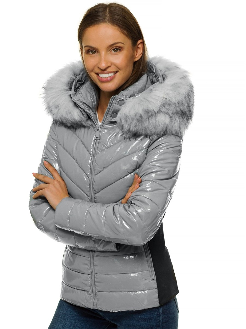 Sieviešu ziemas jaka pelēka OZONEE O/DK059/24