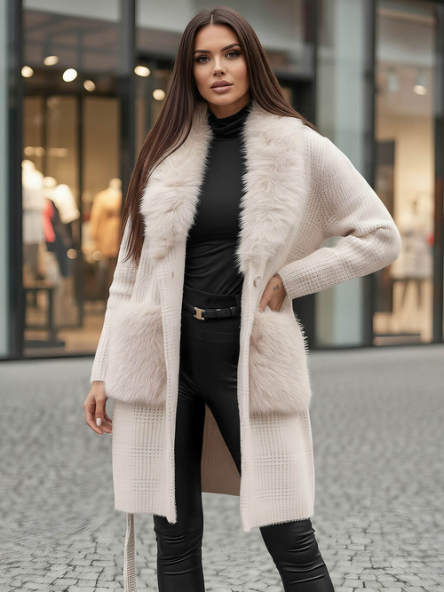 Sieviešu mētelis smilšu OZONEE JS/53M5200/155Z