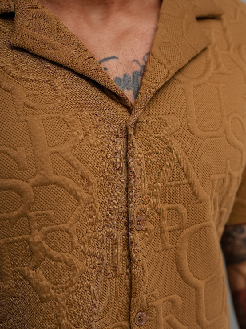 Vīriešu krekls ar īsām piedurknēm brūna OZONEE O/B2256