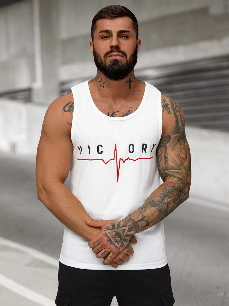 Vīriešu t-krekls bez piedurknēm balts OZONEE JS/8B1703/1Z