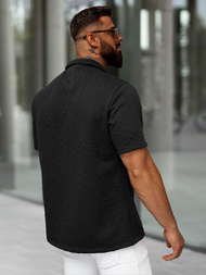 Vīriešu krekls ar īsām piedurknēm melns OZONEE O/B2256