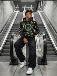 Vīriešu džemperis ar kapuci melns OZONEE O/B269Z