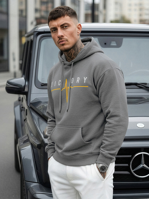 Vīriešu džemperis ar kapuci grafīta OZONEE JS/8B1757/5