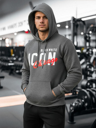 Vīriešu džemperis ar kapuci grafīta OZONEE JS/8B1736/5