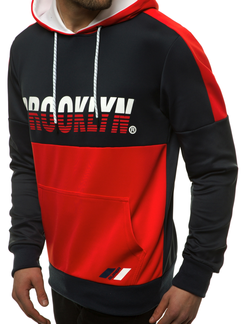 Vīriešu jaka ar kapuci tumši zili-sarkana OZONEE JS/DD20127