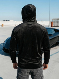 Vīriešu velūra džemperis ar kapuci melns OZONEE JS/8B1168/3Z