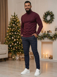 Vīriešu chino bikses tumši zilas OZONEE DJ/5632Z