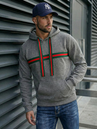 Vīriešu džemperis ar kapuci grafīta OZONEE JS/8B1735/5Z