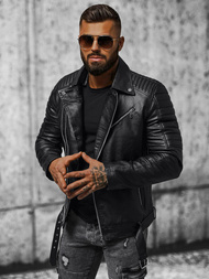 Vīriešu ādas virsjaka melna OZONEE JS/11Z8005Z