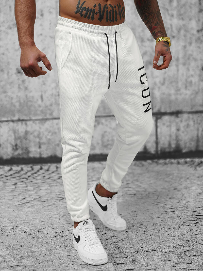 Vīriešu sporta bikses baltas OZONEE O/D9125