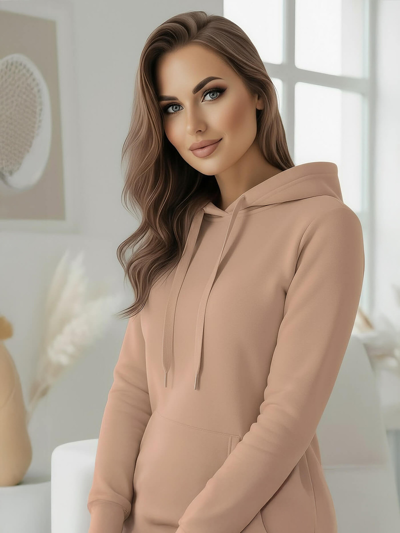 Sieviešu jaka ar kapuci tumši-smilšu OZONEE JS/YS10003/91Z