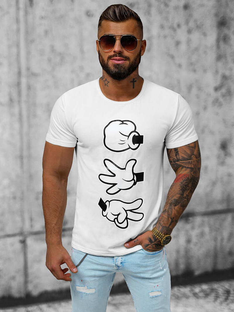 Vīriešu T-krekls balts OZONEE JS/KS1997Z