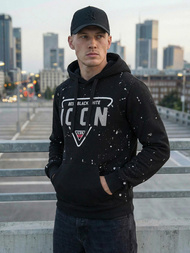 Vīriešu džemperis ar kapuci melna OZONEE JS/8B1737/3Z