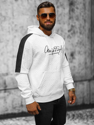 Vīriešu džemperis ar kapuci balta OZONEE JS/3B572