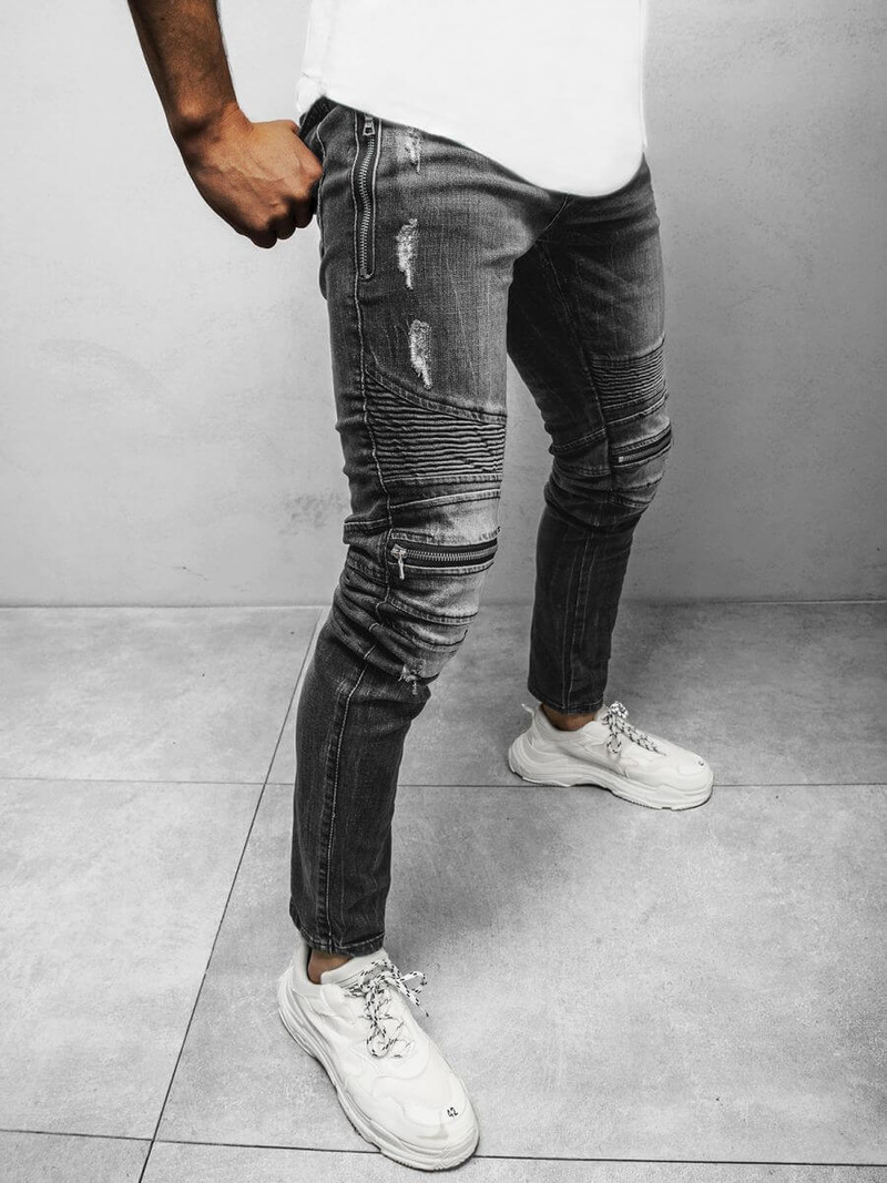 Vīriešu džinsi melni OZONEE NB/MP007N