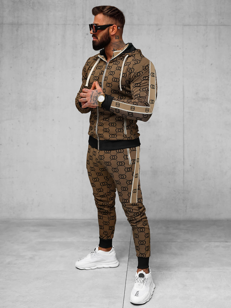 Vīriešu treniņtērps tumši-smilšu OZONEE O/FF3805AB