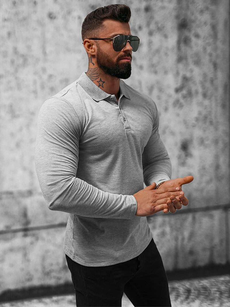 Vīriešu t-krekls ar garām piedurknēm pelēks OZONEE O/B263