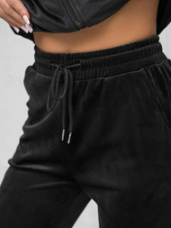 Sieviešu velūra treniņtērpa komplekts melns OZONEE JS/35C1610/3