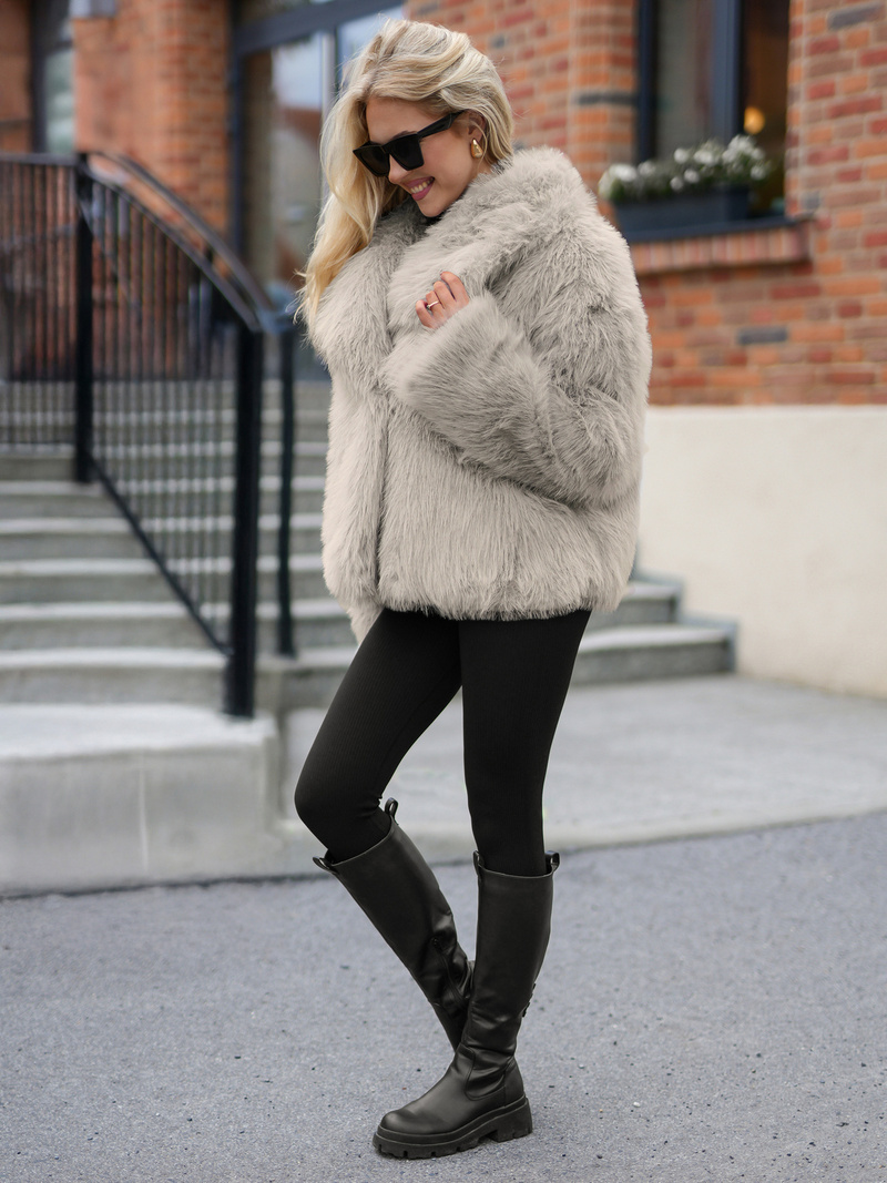 Sieviešu jaka pelēki-smilšu OZONEE JS/61M8515/92