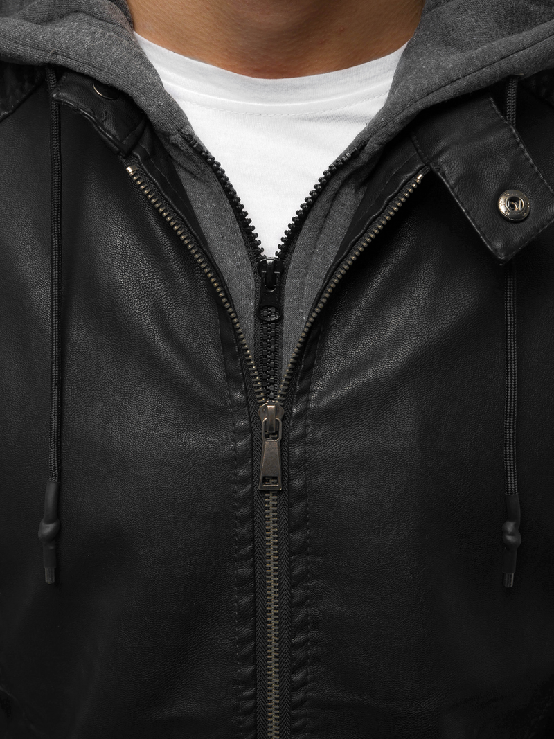 Vīriešu ādas virsjaka melna OZONEE JB/JP1136