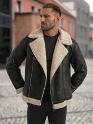 Vīriešu ādas virsjaka melna OZONEE JS/11Z8273