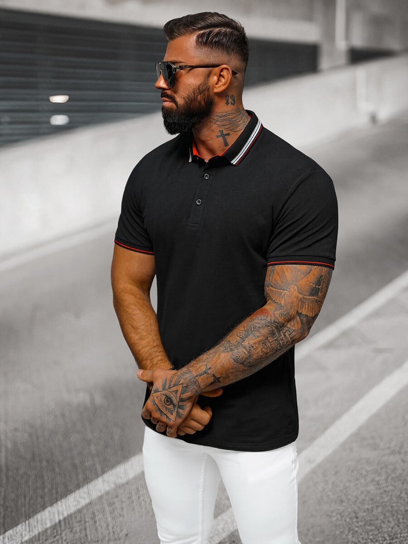 Vīriešu polo krekls melns OZONEE O/DA729