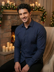 Vīriešu krekls tumši zila OZONEE V/V183Z