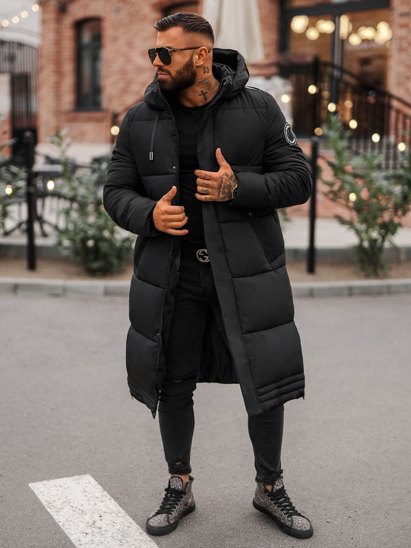 Vīriešu ziemas virsjaka melna OZONEE JS/19M1290/392