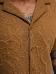 Vīriešu krekls ar īsām piedurknēm brūna OZONEE O/B2256