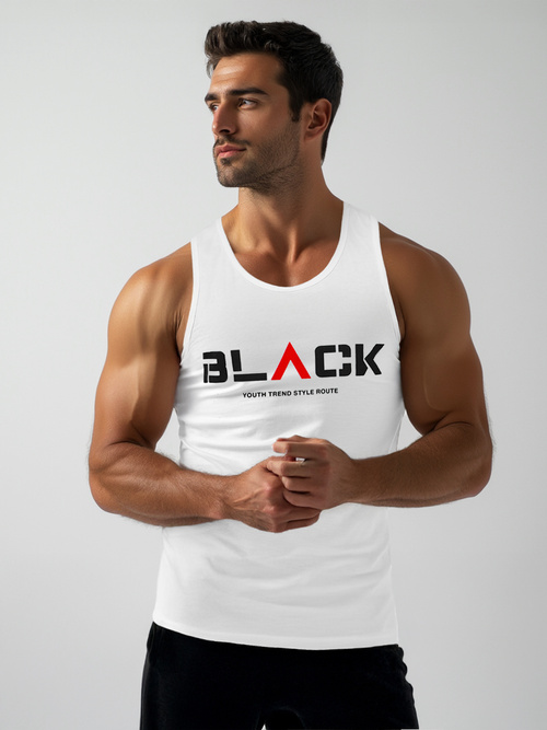 Vīriešu t-krekls bez piedurknēm balts OZONEE JS/8B1707/1