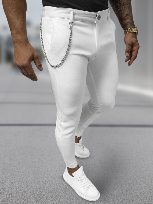 Vīriešu chino bikses baltas OZONEE DJ/3300