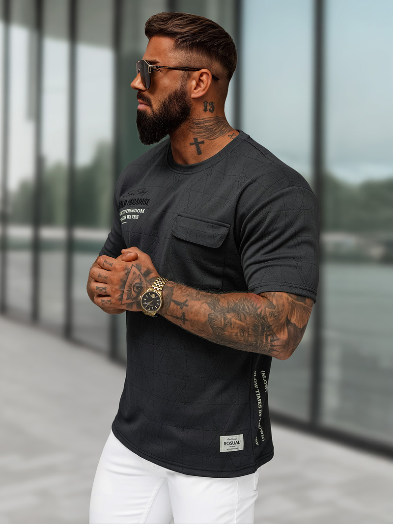 Vīriešu t-krekls melns OZONEE O/QQ1530