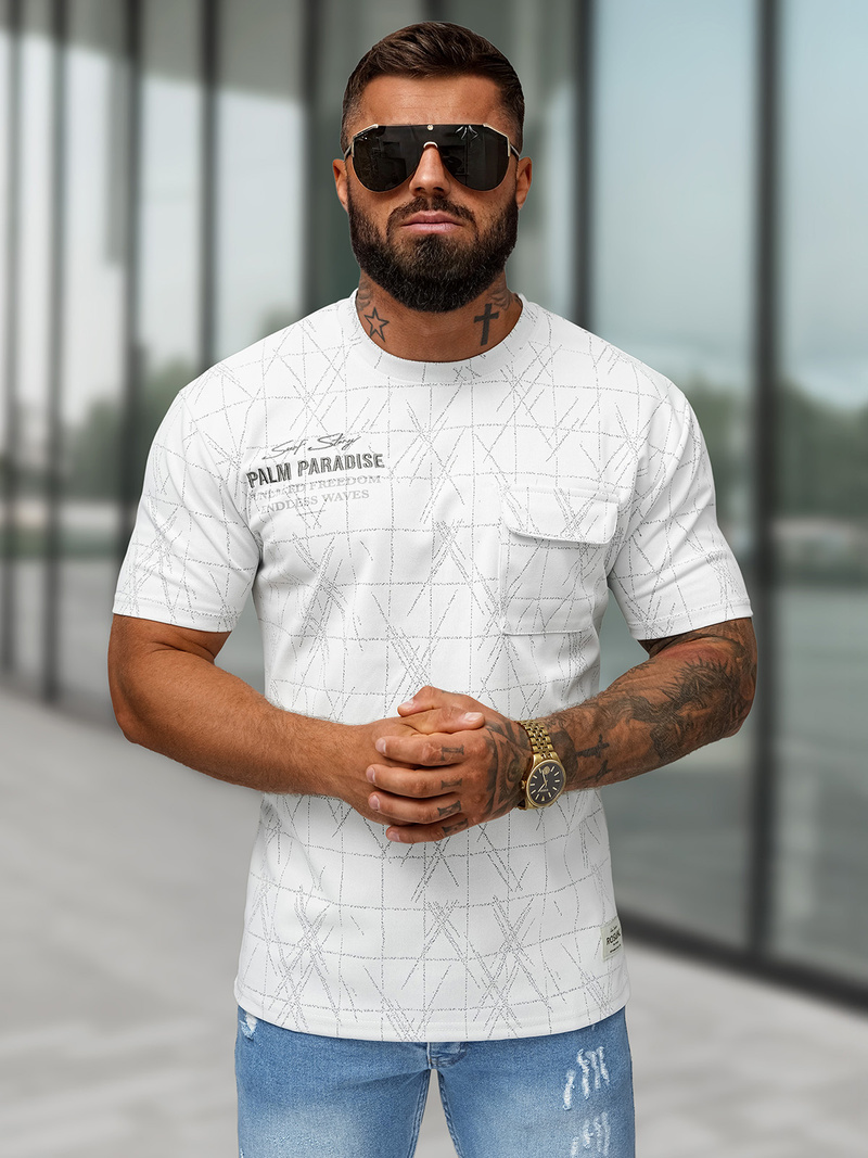 Vīriešu t-krekls balts OZONEE O/QQ1530