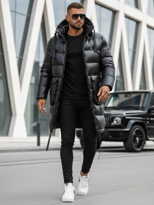 Vīriešu ziemas virsjaka melnā OZONEE O/M3205Z