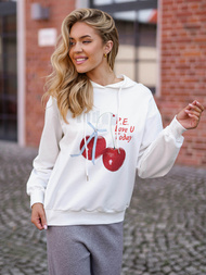 Sieviešu džemperis ar kapuci balts OZONEE JS/8B856/1