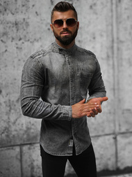 Vīriešu džinsu krekls pelēka OZONEE NB/MC713G