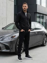 Vīriešu džemperis ar rāvējslēdzēju melns OZONEE JS/2002Z