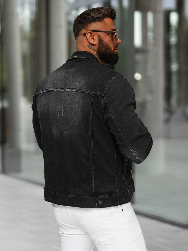 Vīriešu džinsu jaka melna OZONEE NB/MJ514N