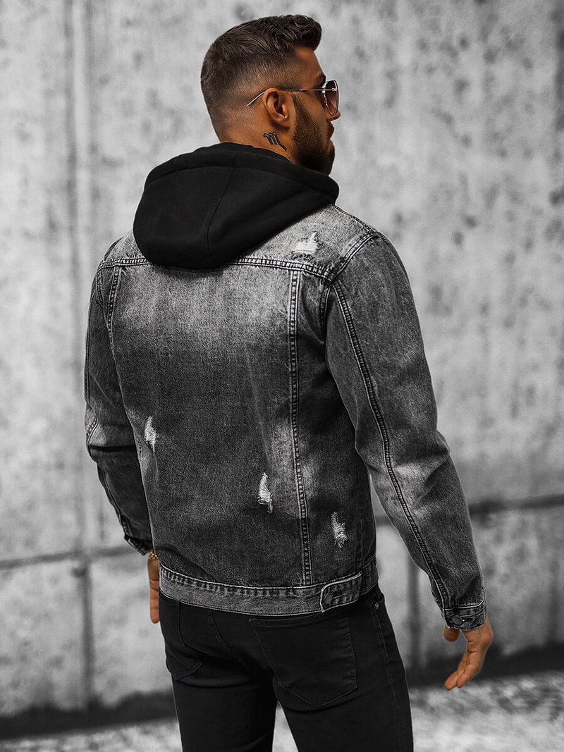 Vīriešu džinsu jaka melna OZONEE NB/MJ505NZ