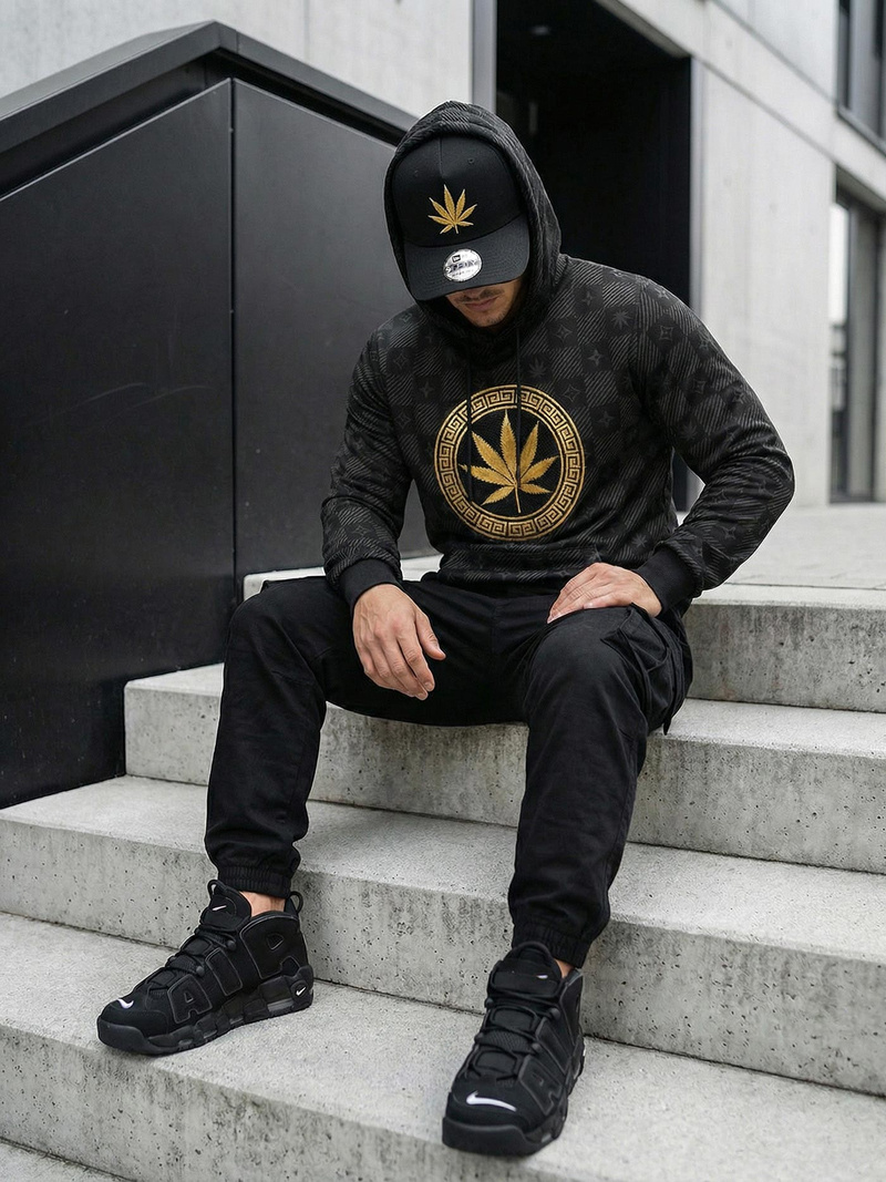 Vīriešu džemperis ar kapuci melns OZONEE O/B265Z