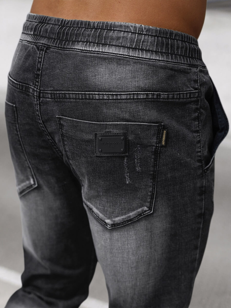 Vīriešu džinsi jogger melni OZONEE NB/MP0135N