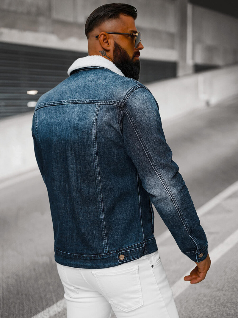 Vīriešu džinsu jaka šerpa zila OZONEE NB/MJ516BSZ