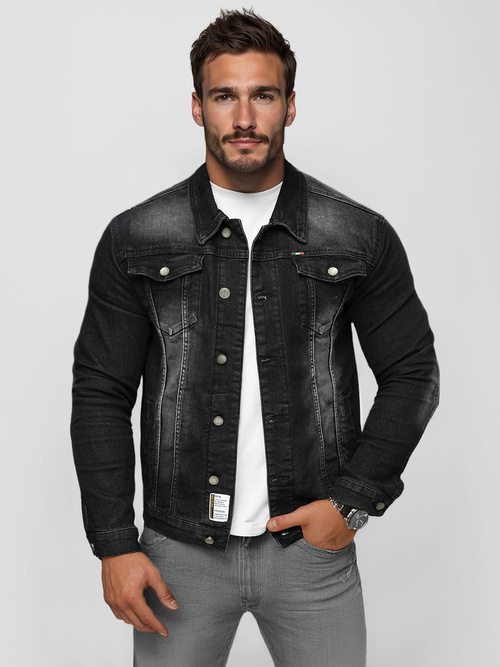 Vīriešu džinsu jaka melna OZONEE NB/MJ512NZ