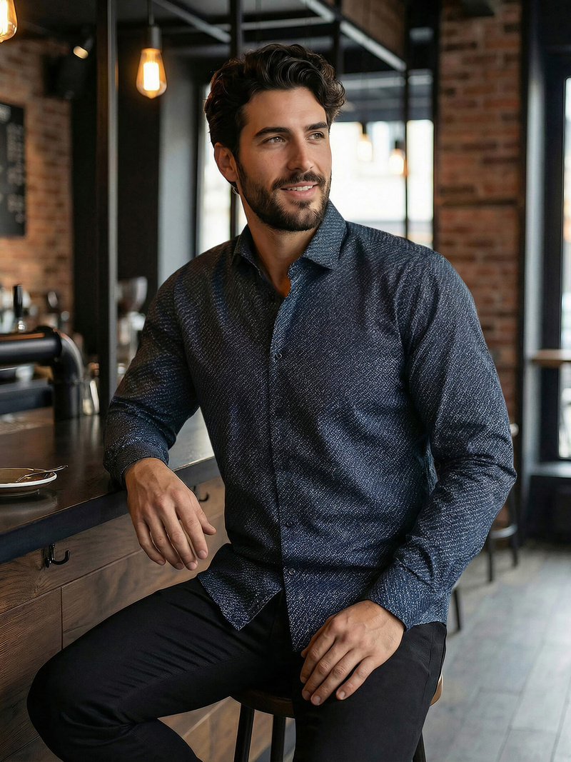 Vīriešu krekls tumši zila OZONEE V/V186Z